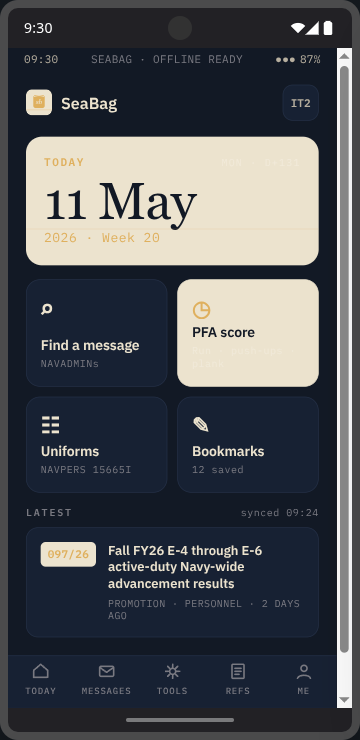 SeaBag dashboard