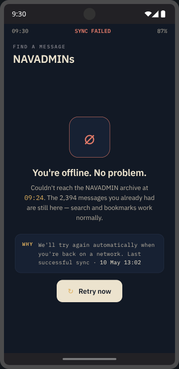SeaBag offline sync state